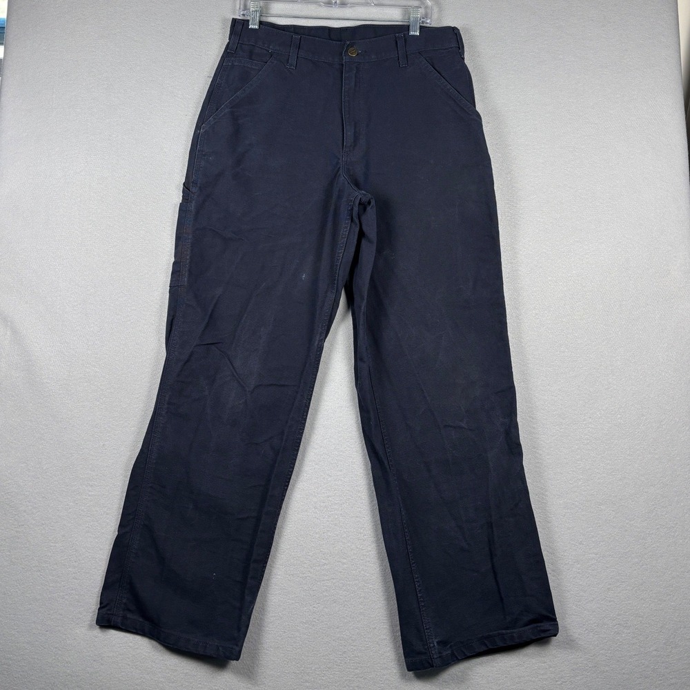 Carhartt B11 Loose Fit Duck Work Dungaree Pants 34x30 Midnight Blue